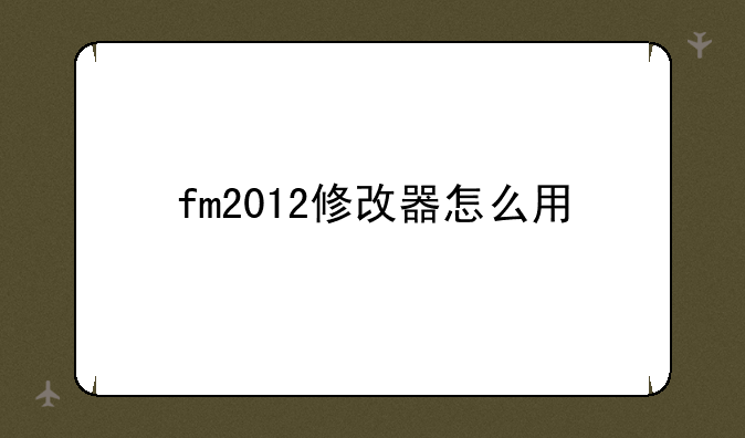 fm2012修改器怎么用