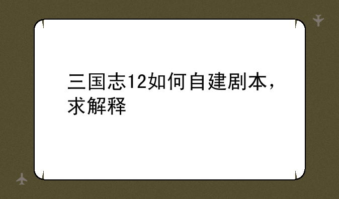 三国志12如何自建剧本，求解释