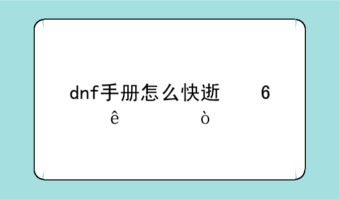 dnf手册怎么快速升级100？