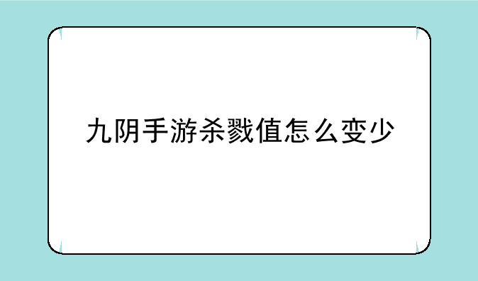九阴手游杀戮值怎么变少