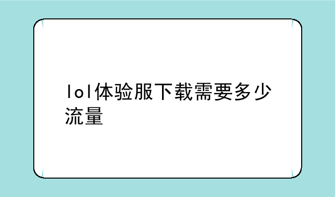 lol体验服下载需要多少流量
