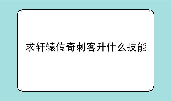 求轩辕传奇刺客升什么技能